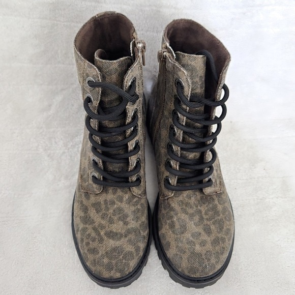 Blowfish Malibu Reilly Combat Boots Sz 6 Brown Leopard Print Lace Up Streetwear - Picture 5 of 9